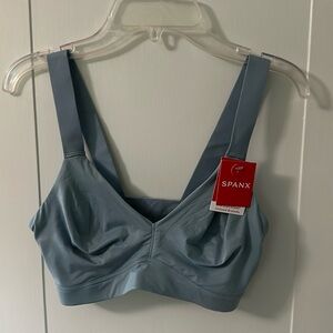 NWT Spanx Bra-Llelujah unlined bralette Sz L in antique blue